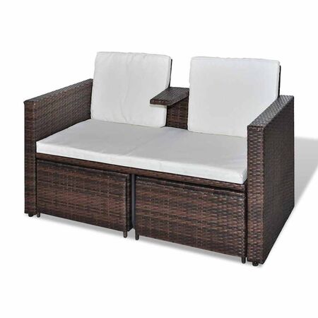  Set mobilier de grădină cu perne, 4 piese, maro, poliratan
