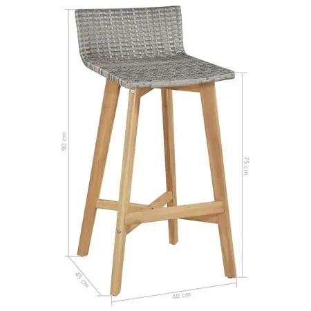  Scaune de bar, 2 buc., lemn masiv de acacia 