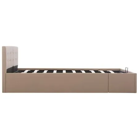  Cadru pat hidraulic, depozitare cappuccino 160x200 cm piele eco