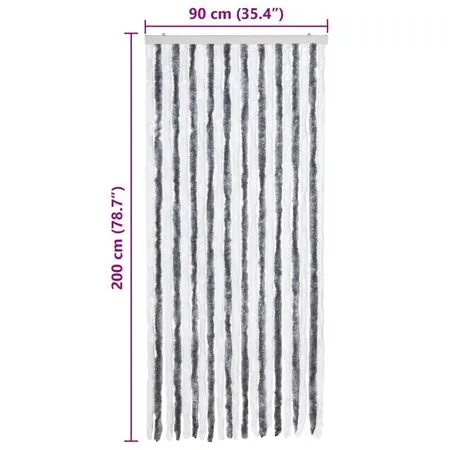  Perdea pentru insecte, gri și alb, 90 x 200 cm, chenille