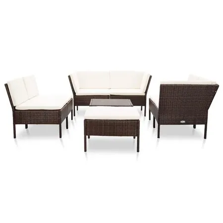  Set mobilier de grădină cu perne, 8 piese, maro, poliratan