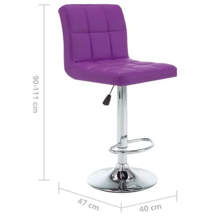  Scaune de bar, 2 buc., violet, piele ecologică