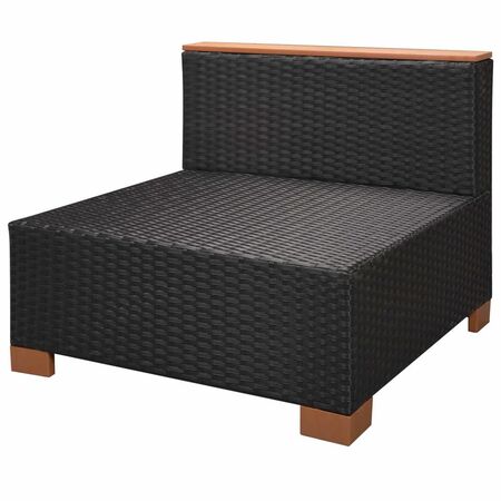  Set mobilier de grădină cu perne, 9 piese, negru, poliratan