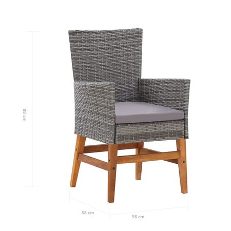  Set mobilier de exterior, 7 piese, gri, poliratan, lemn acacia