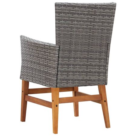  Set mobilier de exterior, 7 piese, gri, poliratan, lemn acacia