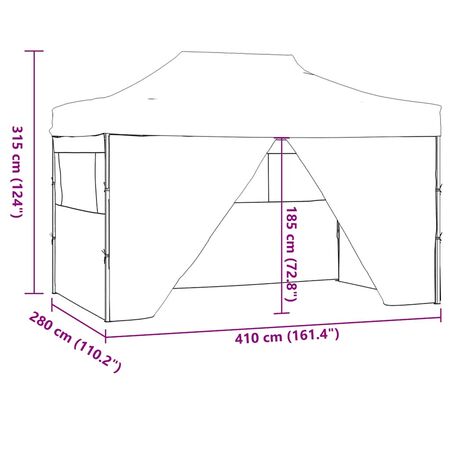  Cort de petrecere pliabil cu 4 pereți, crem, 3 x 4 m, oțel