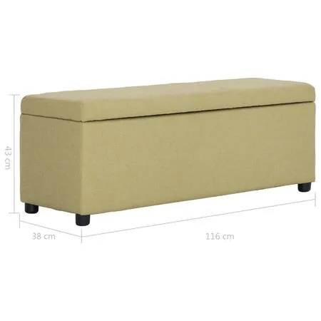  Bancă cu compartiment de depozitare, verde, 116 cm, poliester