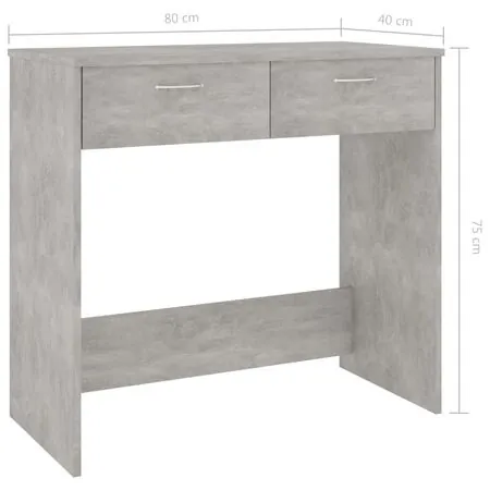  Birou, gri beton, 80x40x75 cm, lemn prelucrat