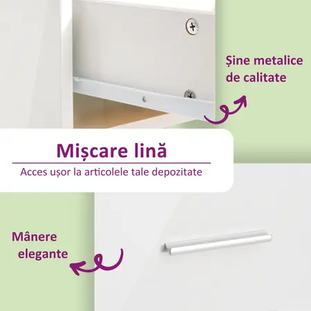  Birou, alb extralucios, 100x50x76 cm, lemn prelucrat