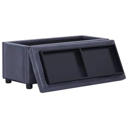  Taburet de depozitare, gri, 87,5 cm, piele întoarsă ecologică