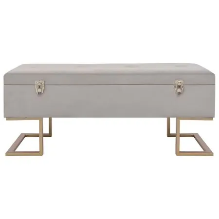 Banchetă cu un compartiment de depozitare gri 105 cm catifea
