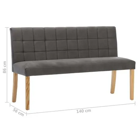  Bancă, gri, 140 cm, catifea