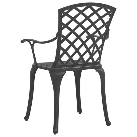  Scaune de grădină, 2 buc., negru, aluminiu turnat