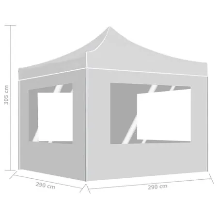  Cort de petrecere pliabil cu pereți, alb, 3 x 3 m, aluminiu