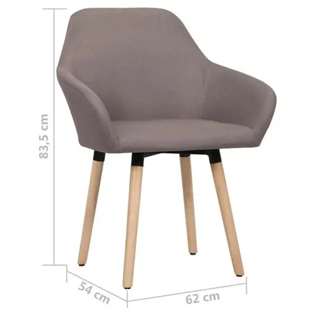  Scaune de bucătărie, 2 buc., gri taupe, material textil