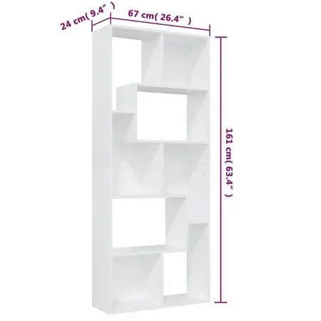  Bibliotecă, alb, 67x24x161 cm, lemn prelucrat