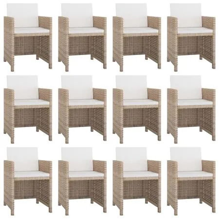  Set mobilier de exterior cu perne, 13 piese, bej, poliratan