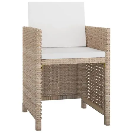  Set mobilier de exterior cu perne, 9 piese, bej, poliratan