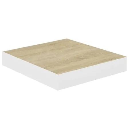  Raft de perete suspendat, stejar/alb, 23x23,5x3,8 cm, MDF