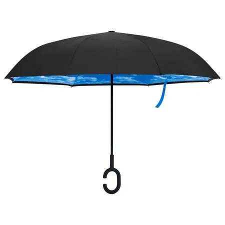  Umbrelă cu mâner în formă de C, negru, 108 cm