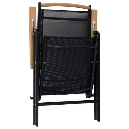  Scaune pliante de grădină, 2 buc., negru, aluminiu și textilenă