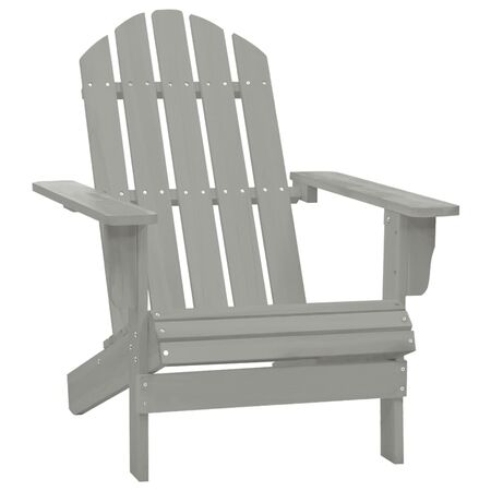  Scaun de grădină Adirondack cu otoman & masă, gri, lemn brad