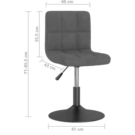  Scaun de bar pivotant, gri închis, catifea