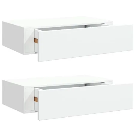  Dulap de perete cu sertare, 2 buc., alb, 40x23,5x10 cm, MDF