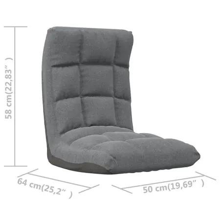  Scaun de podea pliabil, gri deschis, material textil