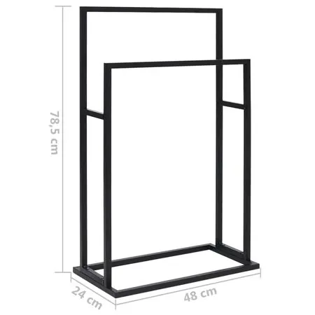  Suport de prosoape autonom, negru, 48x24x78,5 cm, fier