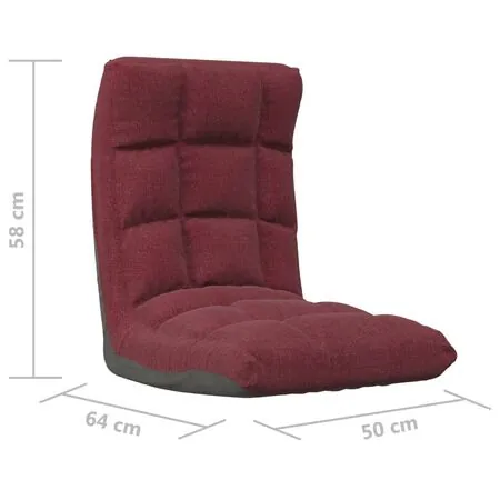  Scaun de podea pliabil, roșu vin, material textil