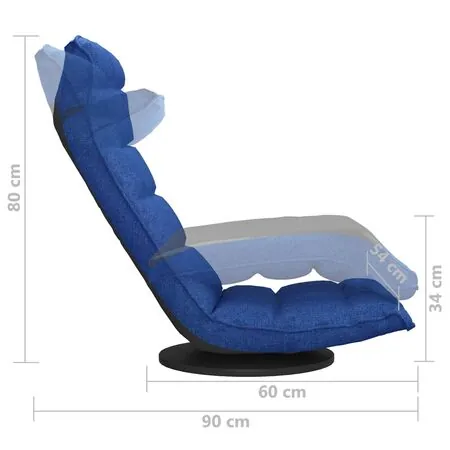  Scaun de podea pivotant, albastru, material textil