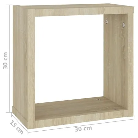  Rafturi de perete cub, 6 buc., stejar sonoma, 30x15x30 cm