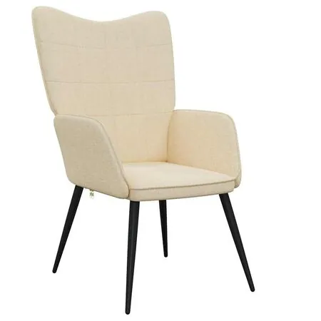  Scaun de relaxare cu taburet, crem, textil