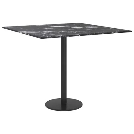  Blat masă negru 50x50 cm 6 mm sticlă securizată design marmură