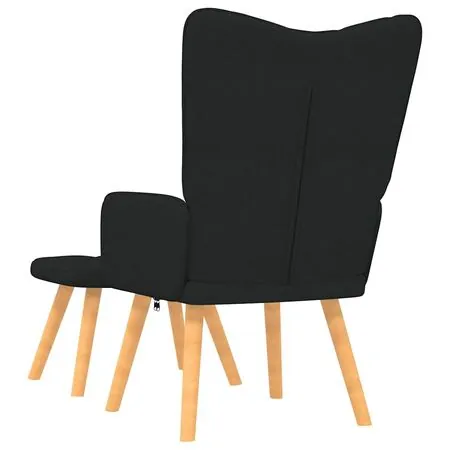  Scaun de relaxare cu taburet, negru, textil