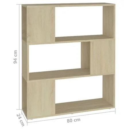  Bibliotecă/Separator cameră, stejar sonoma, 80x24x94 cm, PAL  