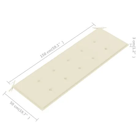  Bancă grădină 3 locuri, cu pernă, 150 cm, lemn masiv eucalipt