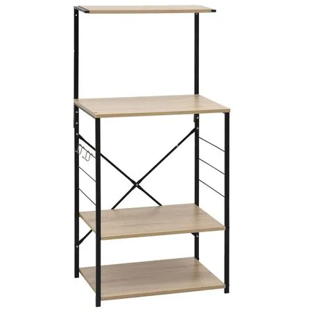  Dulap microunde, negru/stejar 60x39,6x123 cm lemn prelucrat