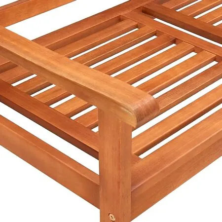  Bancă grădină 3 locuri, cu pernă, 150 cm, lemn masiv eucalipt