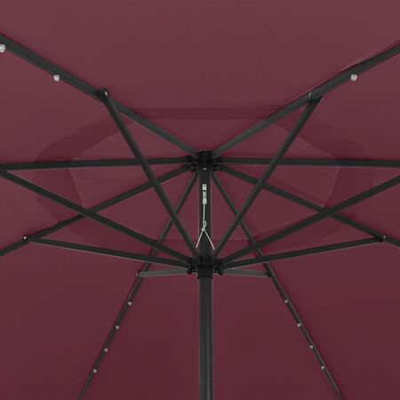  Umbrelă de soare de grădină cu LED-uri, roșu bordo, 400 cm