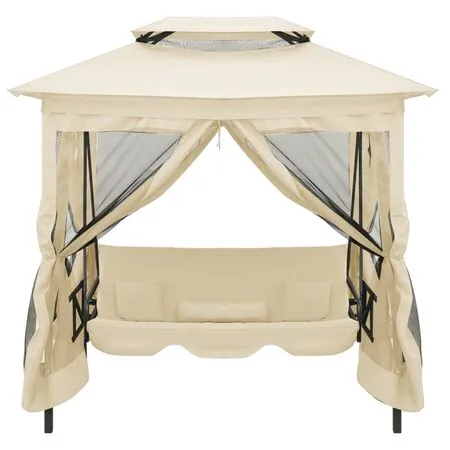  Balansoar extensibil cu pavilion, alb crem