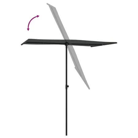  Umbrelă de soare exterior, stâlp aluminiu, antracit, 180x110 cm