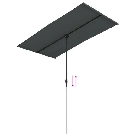 Umbrelă de soare exterior, stâlp aluminiu, antracit, 180x110 cm