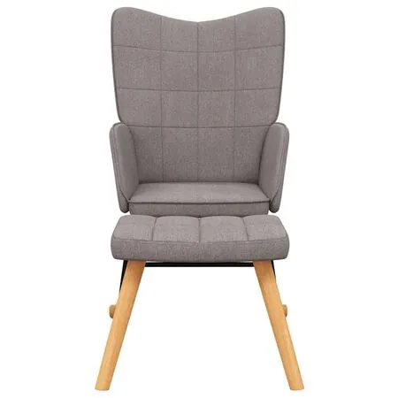  Scaun balansoar cu taburet, gri taupe, textil
