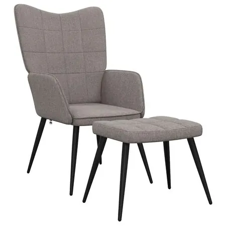  Scaun de relaxare cu taburet, gri taupe, textil