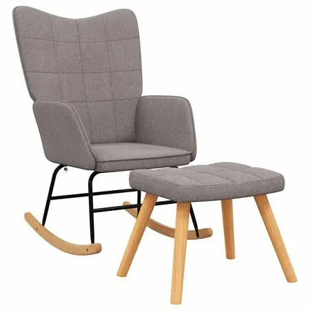  Scaun balansoar cu taburet, gri taupe, textil