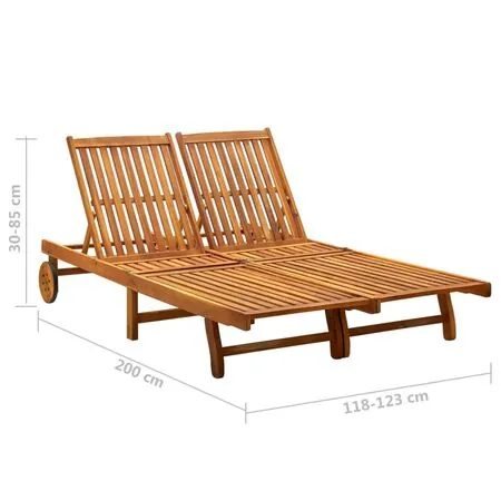  Șezlong de grădină cu perne, 2 persoane, lemn masiv de acacia