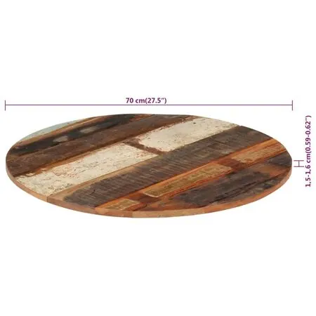  Blat de masă rotund, 70 cm, lemn masiv reciclat, 15-16 mm
