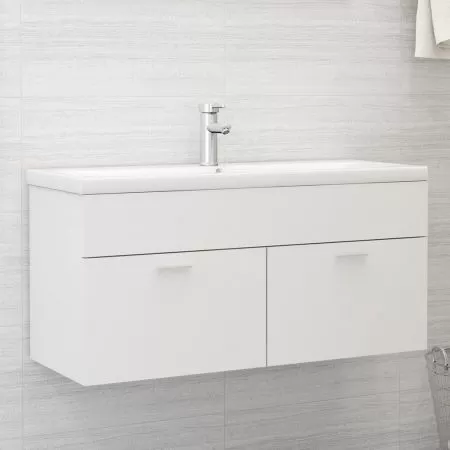 Dulap cu chiuveta incorporata, alb, 100 x 38.5 x 46 cm